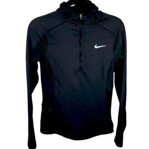 Nike Run Dri Fit 1/3 Zip Woman’s Hooded Top with Side Pocket and Thumbholes